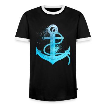 Anker - Männer Kontrast-T-Shirt - Schwarz/Weiß - Vorne - AI Model Female 172 light (172cm) & AI Model Male 178 light (178cm)