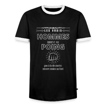 les vrais hommes jouent au poing - T-shirt contrasté Homme - noir/blanc - Devant - AI Model Female 172 light (172cm) & AI Model Male 178 light (178cm)