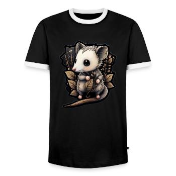 Opossum Chibi Fantasy Funny Trend Animals Rat - Men's Ringer Shirt - black/white - Front - AI Model Female 172 light (172cm) & AI Model Male 178 light (178cm)
