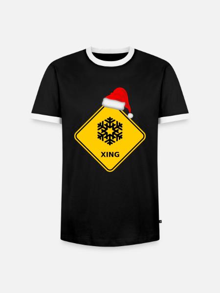 "snowflakes" with Santa hat - Men's Ringer Shirt - black/white