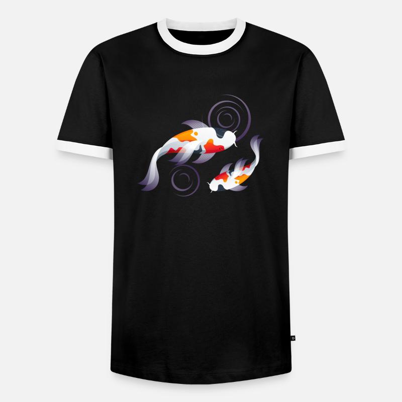Koi carp pond - Men's Ringer Shirt - black/white