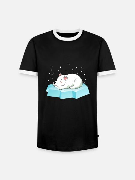 Schläfriger Eisbär - Männer Kontrast-T-Shirt - Schwarz/Weiß