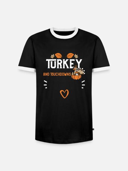 Turkey And Touchdowns - Männer Kontrast-T-Shirt - Schwarz/Weiß