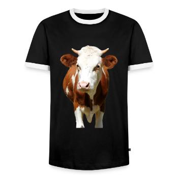 Kuh Kuhkopf - Männer Kontrast-T-Shirt - Schwarz/Weiß - Vorne - AI Model Female 172 light (172cm) & AI Model Male 178 light (178cm)