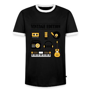 Édition Vintage - T-shirt contrasté Homme - noir/blanc - Devant - AI Model Female 172 light (172cm) & AI Model Male 178 light (178cm)