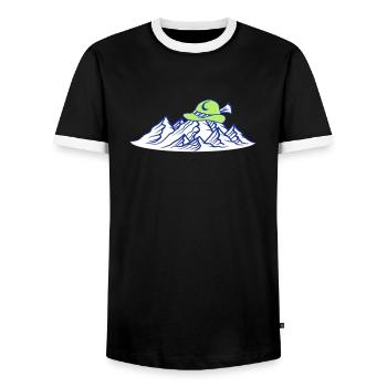 bavière allemagne chapeau bière montagnes hueg - T-shirt contrasté Homme - noir/blanc - Devant - AI Model Female 172 light (172cm) & AI Model Male 178 light (178cm)