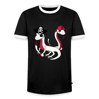 équipage amis équipe fête marin serpent pirate - T-shirt contrasté Homme - noir/blanc - Devant - AI Model Female 172 light (172cm) & AI Model Male 178 light (178cm)