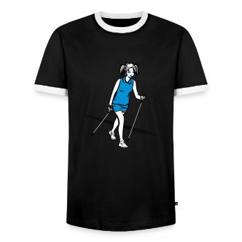 nordic walking girl - Men's Ringer Shirt - black/white - Front - AI Model Female 172 light (172cm) & AI Model Male 178 light (178cm)