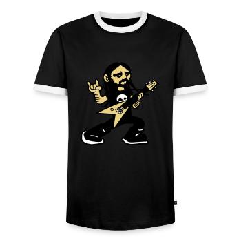 metal rock and roll hell musique fest guitare - T-shirt contrasté Homme - noir/blanc - Devant - AI Model Female 172 light (172cm) & AI Model Male 178 light (178cm)