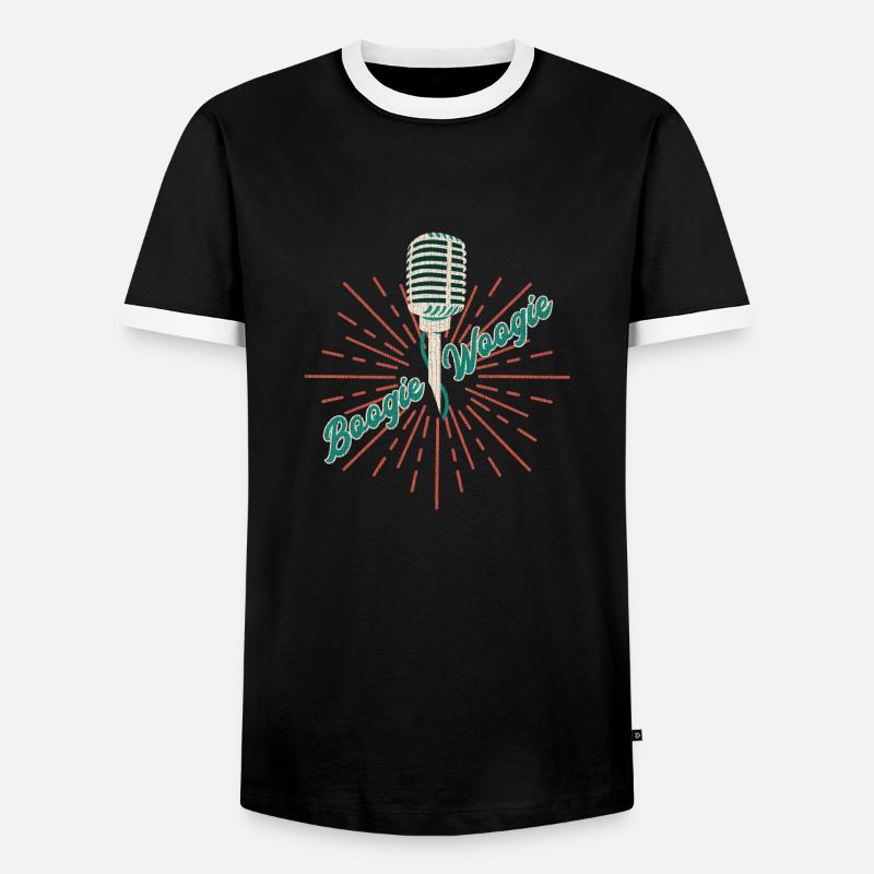 Boogie Woogie Vintage Mikrofon Geschenk - Männer Kontrast-T-Shirt - Schwarz/Weiß
