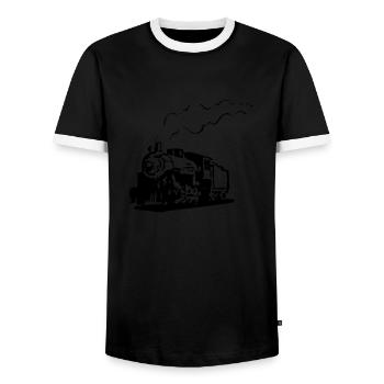 dampflok chemin de fer locomotive roman - T-shirt contrasté Homme - noir/blanc - Devant - AI Model Female 172 light (172cm) & AI Model Male 178 light (178cm)