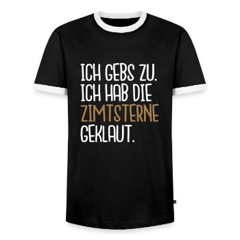 Zimtsterne geklaut - Männer Kontrast-T-Shirt - Schwarz/Weiß - Vorne - AI Model Female 172 light (172cm) & AI Model Male 178 light (178cm)