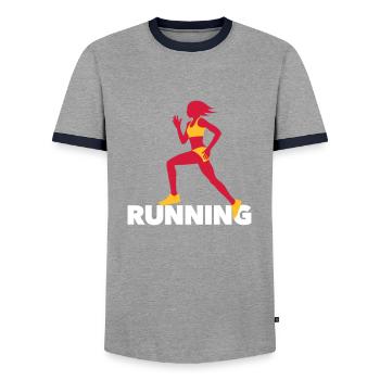 Running Women - Fitness - Workout - Sport - Männer Kontrast-T-Shirt - Grau/Navy  - Vorne - AI Model Female 172 light (172cm) & AI Model Male 178 light (178cm)