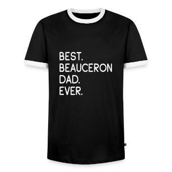 Beauceron Dad - Men's Ringer Shirt - black/white - Front - AI Model Female 172 light (172cm) & AI Model Male 178 light (178cm)