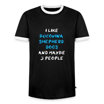 Bucovina Shepherd Dog - Männer Kontrast-T-Shirt - Schwarz/Weiß - Vorne - AI Model Female 172 light (172cm) & AI Model Male 178 light (178cm)
