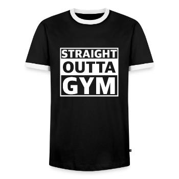 Directement de la salle de sport | Fitness, Protéines - T-shirt contrasté Homme - noir/blanc - Devant - AI Model Female 172 light (172cm) & AI Model Male 178 light (178cm)
