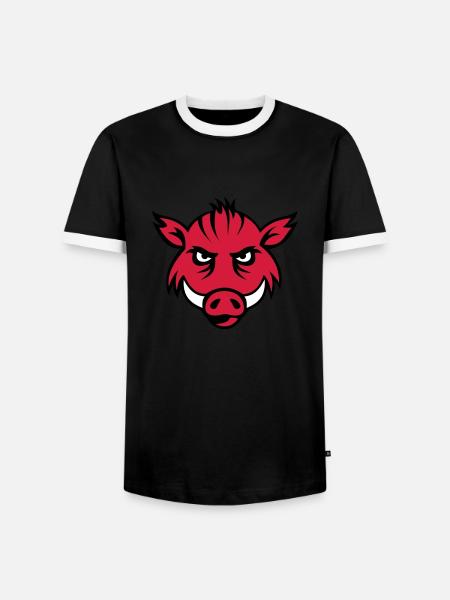 boar face 3c - Men's Ringer Shirt - black/white