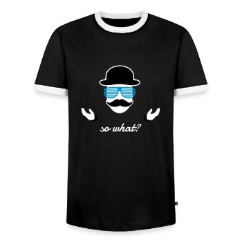 so what donc ce que sir - T-shirt contrasté Homme - noir/blanc - Devant - AI Model Female 172 light (172cm) & AI Model Male 178 light (178cm)