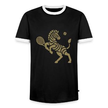 Zebra Tennis Silhouette Minimalistisches Design - Männer Kontrast-T-Shirt - Schwarz/Weiß - Vorne - AI Model Female 172 light (172cm) & AI Model Male 178 light (178cm)