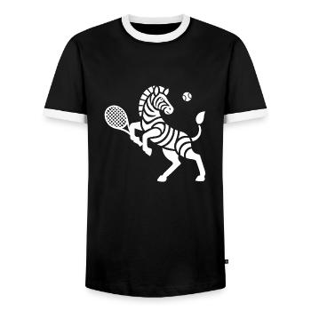 Zebra Tennis Silhouette Minimalistisches Design - Männer Kontrast-T-Shirt - Schwarz/Weiß - Vorne - AI Model Female 172 light (172cm) & AI Model Male 178 light (178cm)