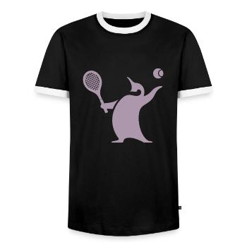 Pinguin Tennisspieler Silhouette Minimalistisch - Männer Kontrast-T-Shirt - Schwarz/Weiß - Vorne - AI Model Female 172 light (172cm) & AI Model Male 178 light (178cm)