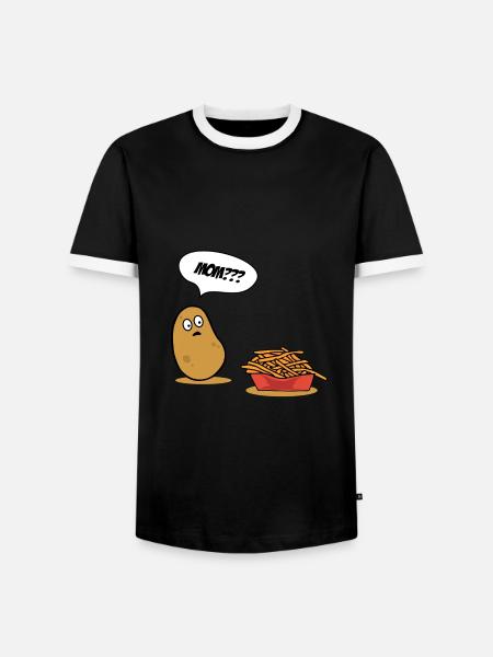 KARTOFFEL = POMMES - Männer Kontrast-T-Shirt - Schwarz/Weiß