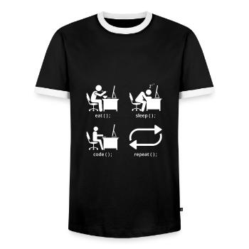 Eat Sleep Code Repeat Coder Programmer Software De - Männer Kontrast-T-Shirt - Schwarz/Weiß - Vorne - AI Model Female 172 light (172cm) & AI Model Male 178 light (178cm)