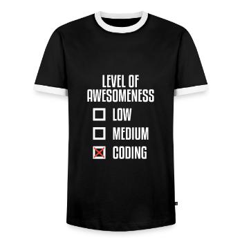 Level Of Awesomeness Low Medium Coding Programming - Männer Kontrast-T-Shirt - Schwarz/Weiß - Vorne - AI Model Female 172 light (172cm) & AI Model Male 178 light (178cm)
