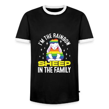 I'm The Rainbow Sheep In The Family Lesbian Love G - Männer Kontrast-T-Shirt - Schwarz/Weiß - Vorne - AI Model Female 172 light (172cm) & AI Model Male 178 light (178cm)