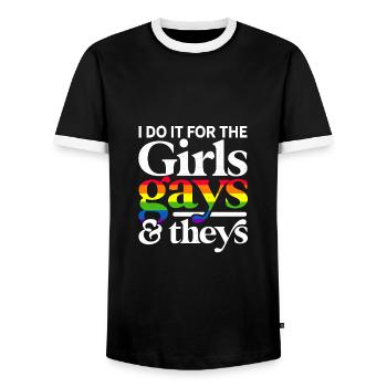 Do It For The Girls Gays And Theys Lesbian Gender - Männer Kontrast-T-Shirt - Schwarz/Weiß - Vorne - AI Model Female 172 light (172cm) & AI Model Male 178 light (178cm)