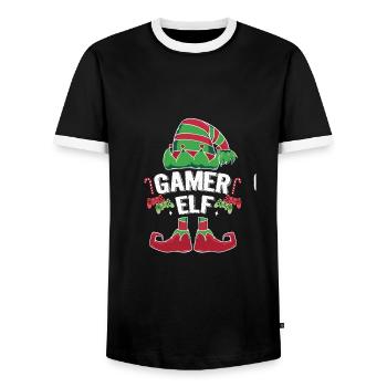 Gamer Elf Graphic Video Game Player Gaming Nerd Ge - Männer Kontrast-T-Shirt - Schwarz/Weiß - Vorne - AI Model Female 172 light (172cm) & AI Model Male 178 light (178cm)