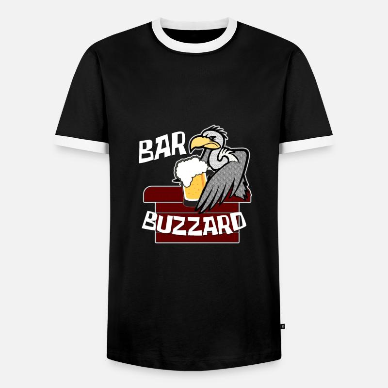 Bar Buzzard Comedy Drinking - Men's Ringer Shirt - black/white