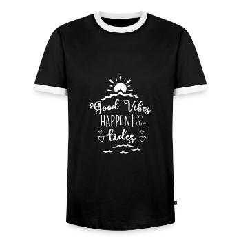 Good Vibes Happen On The Tides Sailboat Captain Se - Männer Kontrast-T-Shirt - Schwarz/Weiß - Vorne - AI Model Female 172 light (172cm) & AI Model Male 178 light (178cm)