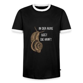In der Ruhe liegt die Kraft Schnecke - Männer Kontrast-T-Shirt - Schwarz/Weiß - Vorne - AI Model Female 172 light (172cm) & AI Model Male 178 light (178cm)
