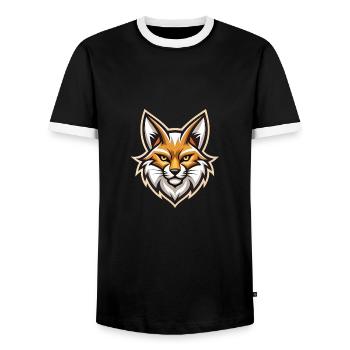 Chat de dessin animé cool - T-shirt contrasté Homme - noir/blanc - Devant - AI Model Female 172 light (172cm) & AI Model Male 178 light (178cm)