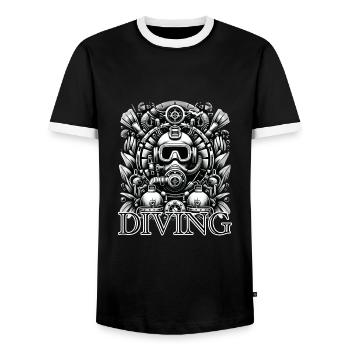 Plongeurs plongeant dans le monde sous-marin - T-shirt contrasté Homme - noir/blanc - Devant - AI Model Female 172 light (172cm) & AI Model Male 178 light (178cm)