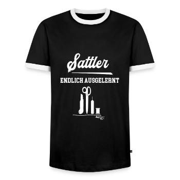 Sattler Endlich Ausgelernt Lehrling Azubi Lehre - Männer Kontrast-T-Shirt - Schwarz/Weiß - Vorne - AI Model Female 172 light (172cm) & AI Model Male 178 light (178cm)
