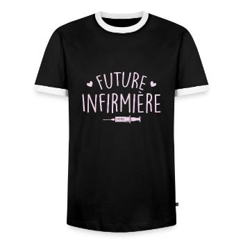 Future Infirmière - T-shirt contrasté Homme - noir/blanc - Devant - AI Model Female 172 light (172cm) & AI Model Male 178 light (178cm)