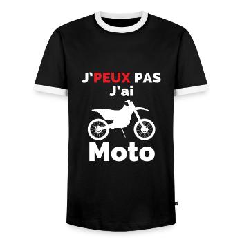 Ich kann kein Motorrad haben - Männer Kontrast-T-Shirt - Schwarz/Weiß - Vorne - AI Model Female 172 light (172cm) & AI Model Male 178 light (178cm)
