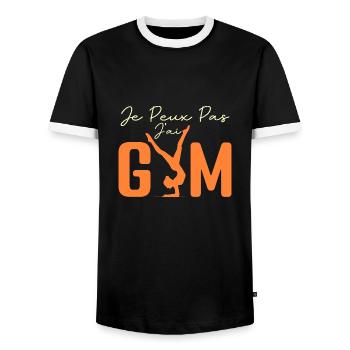 Ich kann kein Fitnessstudio haben | Gymnastik-Geschenk | Fitnessstudio - Männer Kontrast-T-Shirt - Schwarz/Weiß - Vorne - AI Model Female 172 light (172cm) & AI Model Male 178 light (178cm)