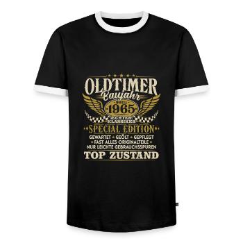 Oldtimer Baujahr 1965 Jahrgang Geburtstag Geschenk - Männer Kontrast-T-Shirt - Schwarz/Weiß - Vorne - AI Model Female 172 light (172cm) & AI Model Male 178 light (178cm)