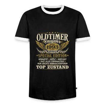 Oldtimer Baujahr 1993 Jahrgang Geburtstag Geschenk - Männer Kontrast-T-Shirt - Schwarz/Weiß - Vorne - AI Model Female 172 light (172cm) & AI Model Male 178 light (178cm)