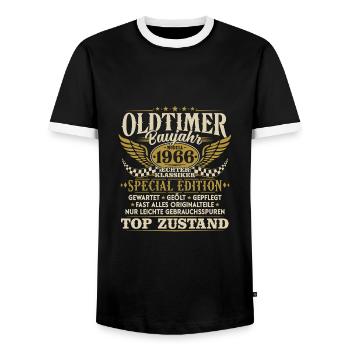 Oldtimer Baujahr 1966 Jahrgang Geburtstag Geschenk - Männer Kontrast-T-Shirt - Schwarz/Weiß - Vorne - AI Model Female 172 light (172cm) & AI Model Male 178 light (178cm)