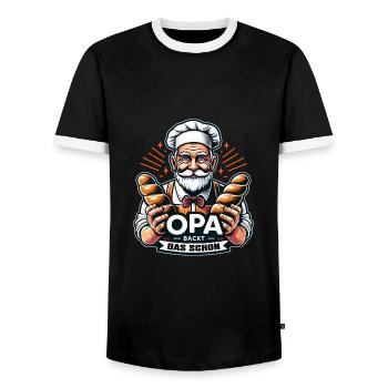 Opa backt das schon - Bäcker mit Broten - Männer Kontrast-T-Shirt - Schwarz/Weiß - Vorne - AI Model Female 172 light (172cm) & AI Model Male 178 light (178cm)