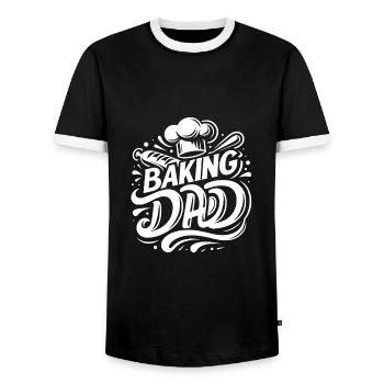 Pâtisserie papa cuisineur papa notre papa cuit - T-shirt contrasté Homme - noir/blanc - Devant - AI Model Female 172 light (172cm) & AI Model Male 178 light (178cm)
