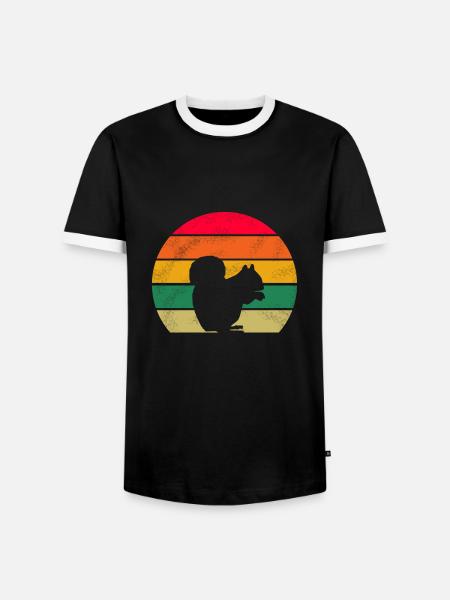 Waldbewohner Nagetier Retro Eichhörnchen - Männer Kontrast-T-Shirt - Schwarz/Weiß