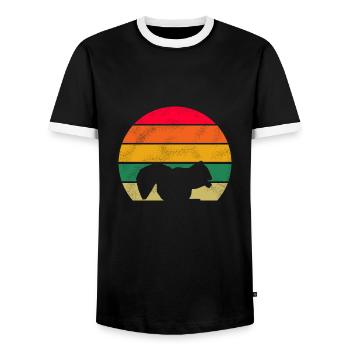 Forest Animal Forest Dweller Retro Squirrel - Men's Ringer Shirt - black/white - Front - AI Model Female 172 light (172cm) & AI Model Male 178 light (178cm)