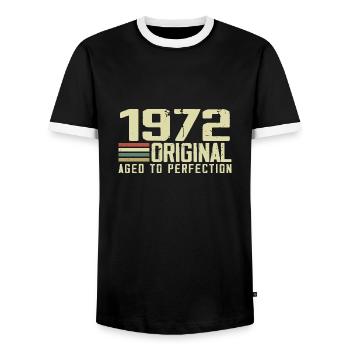 Né en 1972 - Vintage 1972 - 52e Anniversaire Rétro - T-shirt contrasté Homme - noir/blanc - Devant - AI Model Female 172 light (172cm) & AI Model Male 178 light (178cm)