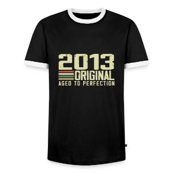 Né en 2013 - Vintage 2013 - 11e Anniversaire Rétro - T-shirt contrasté Homme - noir/blanc - Devant - AI Model Female 172 light (172cm) & AI Model Male 178 light (178cm)