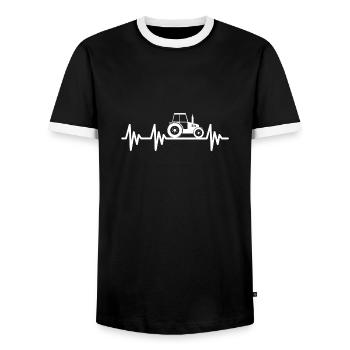 Tractor heartbeat farmer farmer agriculture - Men's Ringer Shirt - black/white - Front - AI Model Female 172 light (172cm) & AI Model Male 178 light (178cm)